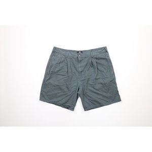 Vintage 90s Givenchy Mens 38 Faded Spell Out Pleated Chino Shorts Green Cotton